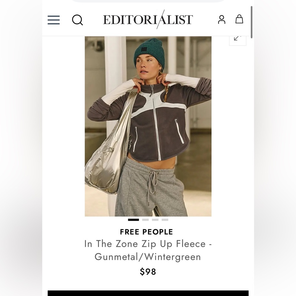 😍RARE FP Movement In The Zone Zip Up Fleece Free People jacket Gunmetal Mint - Picture 5 of 9